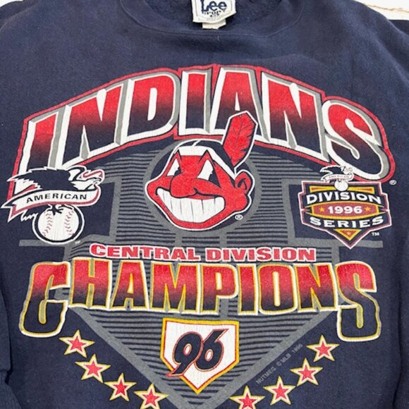 Rare VTG 1996 Cleveland Indians A.L. Central Division Champions Sweatshirt - XL - Picture 4 of 6
